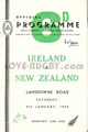 Ireland v New Zealand 1954 rugby  Programmes